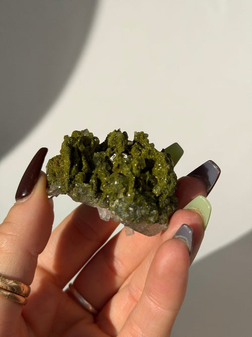 Turkish Forest Epidote and Quartz, G7 Epidote Quartz Turkey - Haus of Moss + Moon