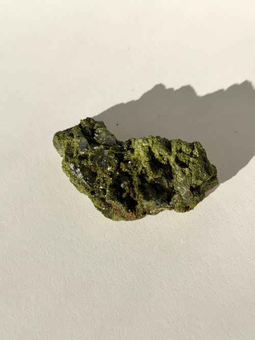 Turkish Forest Epidote and Quartz, H8 Epidote Quartz Turkey - Haus of Moss + Moon