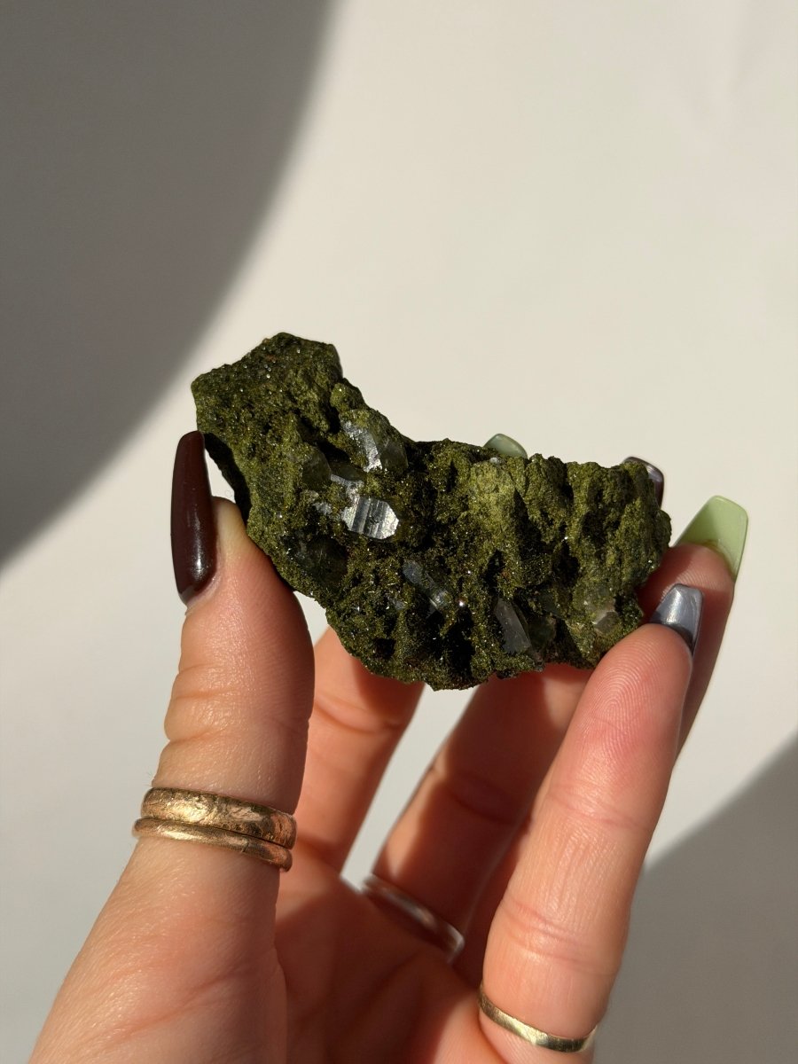 Turkish Forest Epidote and Quartz, H8 Epidote QuartzTurkey - Haus of Moss + Moon