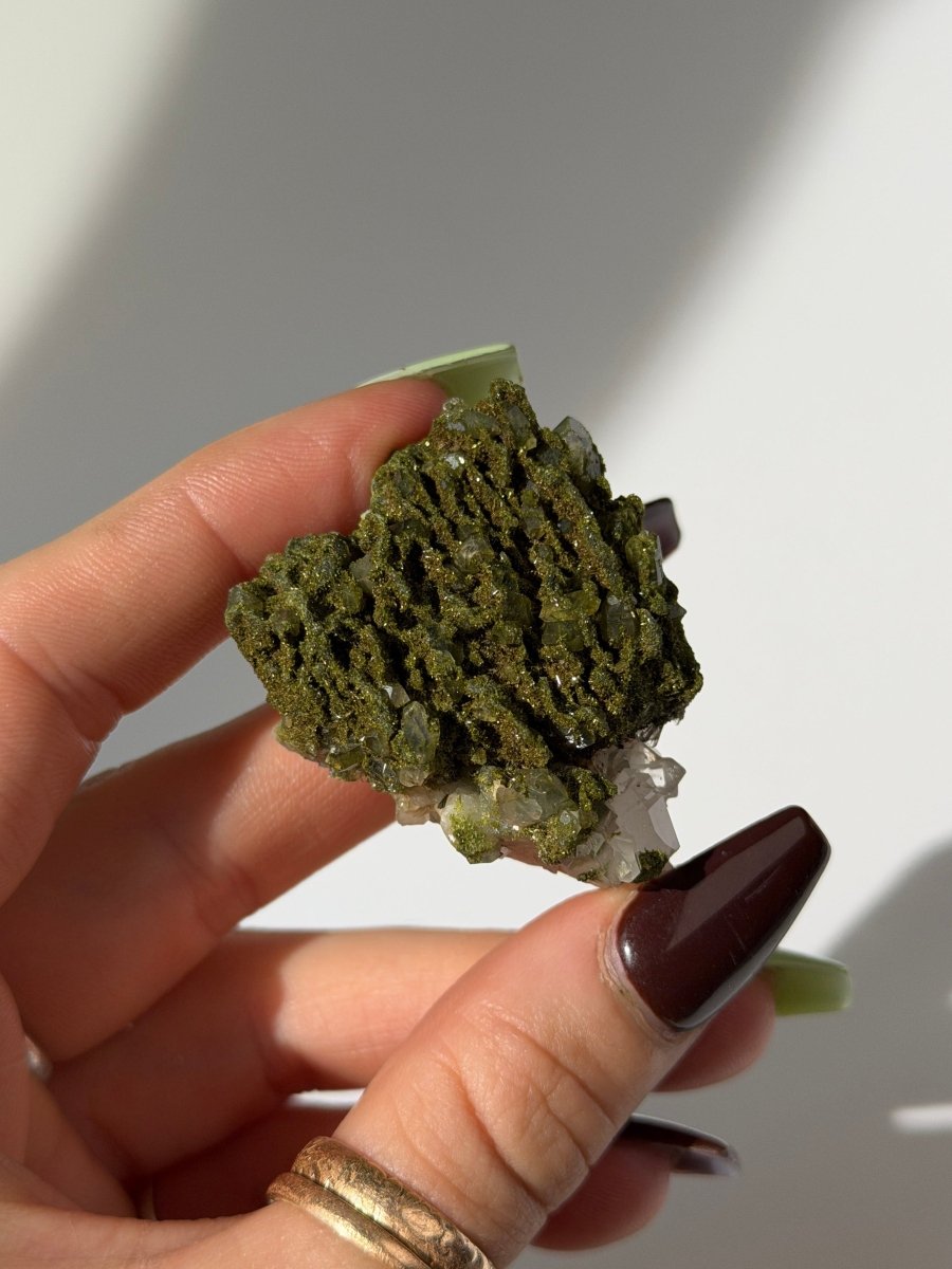 Turkish Forest Epidote and Quartz, J10 Epidote QuartzTurkey - Haus of Moss + Moon