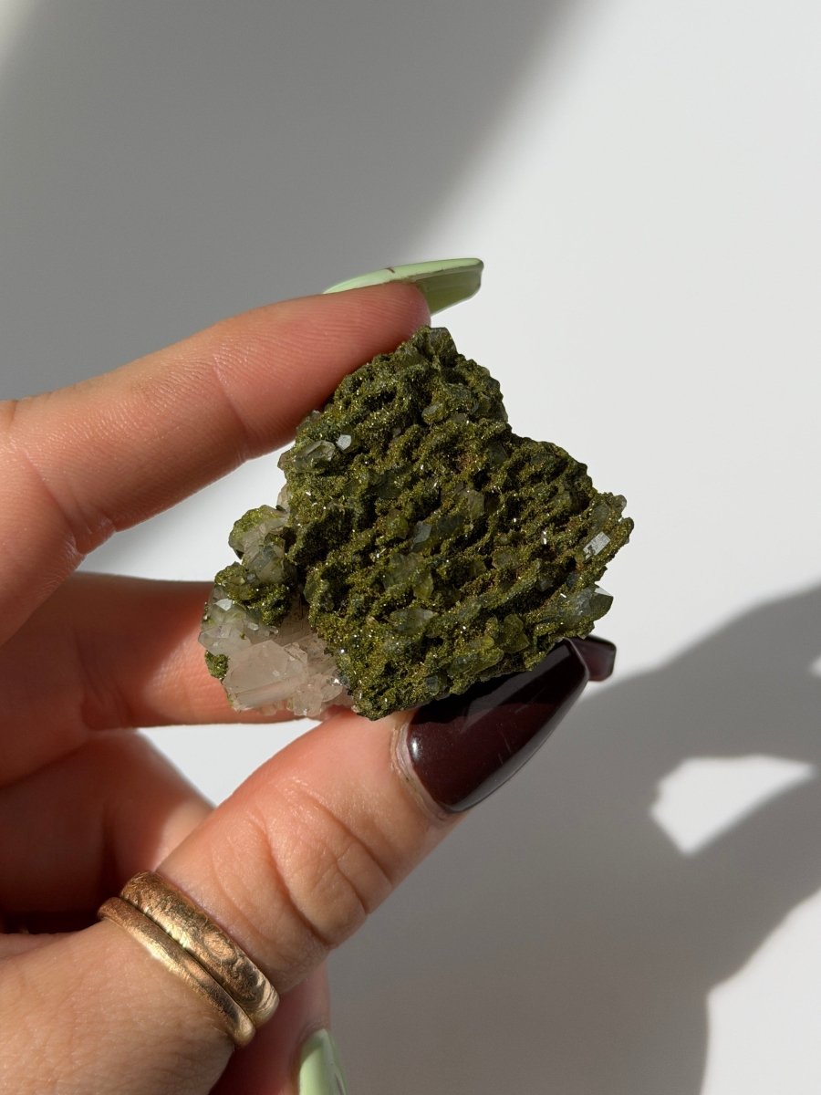 Turkish Forest Epidote and Quartz, J10 Epidote QuartzTurkey - Haus of Moss + Moon