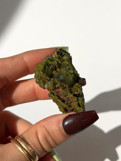 Turkish Forest Epidote and Quartz, K11 Epidote Quartz Turkey - Haus of Moss + Moon