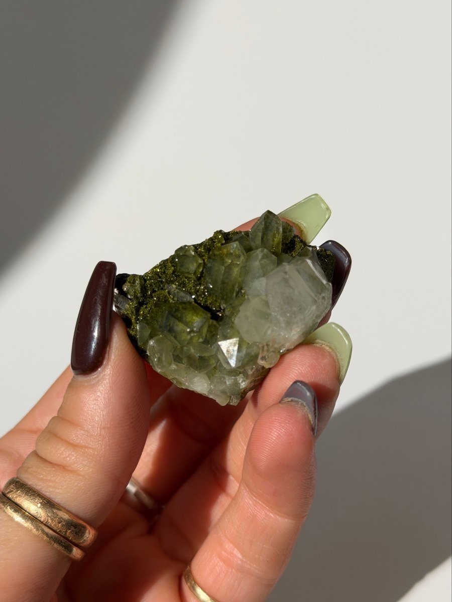 Turkish Forest Epidote and Quartz, L12 Epidote QuartzTurkey - Haus of Moss + Moon