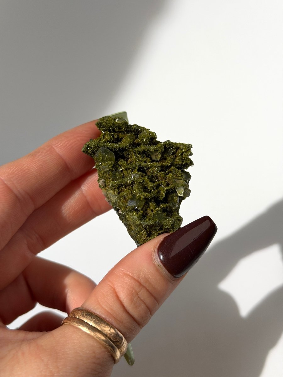 Turkish Forest Epidote and Quartz, Q Epidote QuartzTurkey - Haus of Moss + Moon