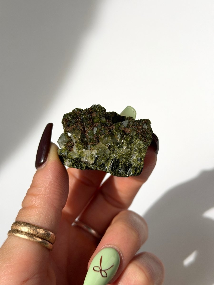 Turkish Forest Epidote and Quartz, R Epidote QuartzTurkey - Haus of Moss + Moon