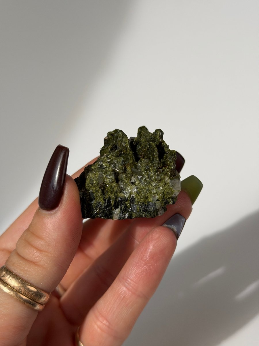 Turkish Forest Epidote and Quartz, R Epidote QuartzTurkey - Haus of Moss + Moon