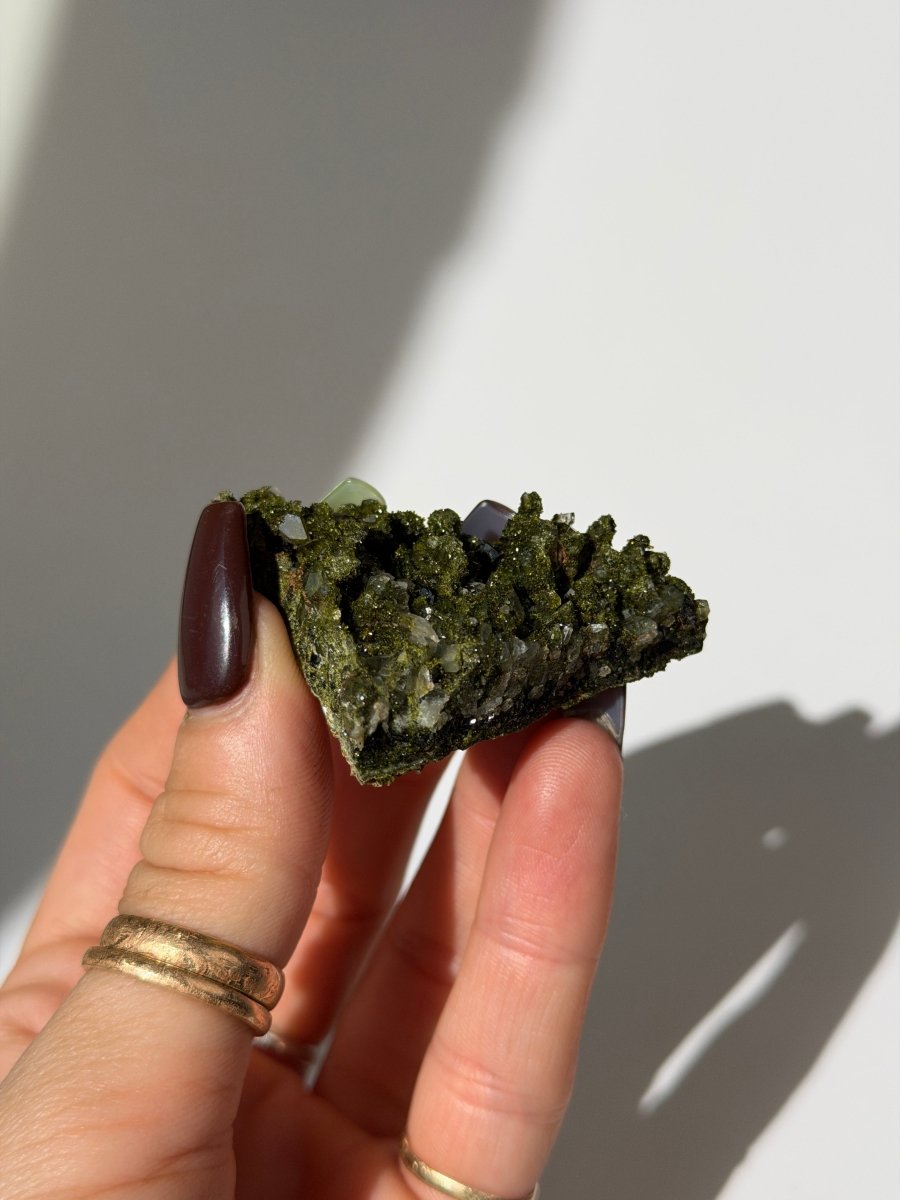 Turkish Forest Epidote and Quartz, V Epidote QuartzTurkey - Haus of Moss + Moon