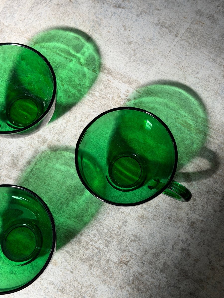 Vintage Green Glass Tea Cup and Saucer CupsHaus of Moss + Moon - Haus of Moss + Moon