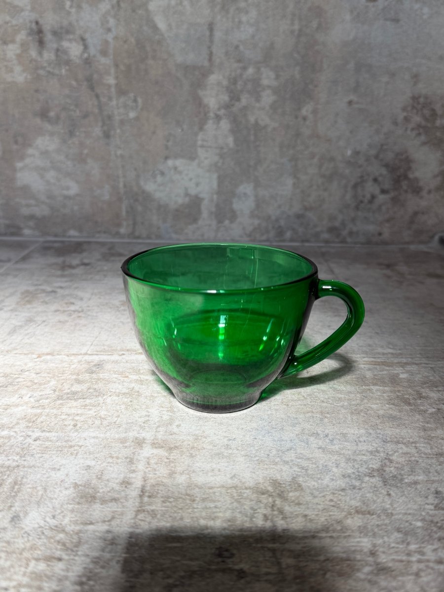 Vintage Green Glass Tea Cup and Saucer CupsHaus of Moss + Moon - Haus of Moss + Moon