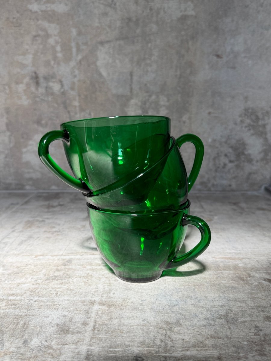 Vintage Green Glass Tea Cup and Saucer CupsHaus of Moss + Moon - Haus of Moss + Moon